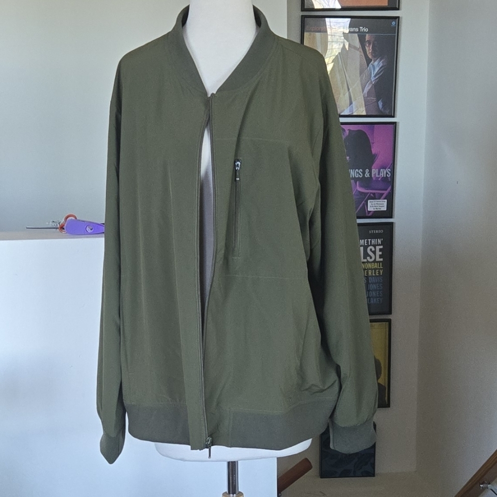 New! Banana Republic Bomber Jacket Lightweight Zip Up Casual Army Green Size XXL